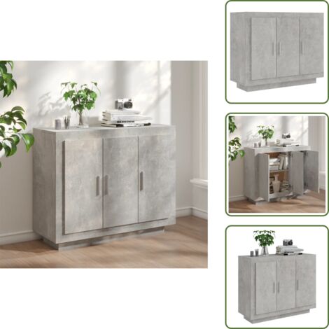 Aparador decorativo - vidaXL Aparador de madera contrachapada gris hormigón 92x35x75 cm - Aparador de salón
