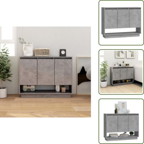 Aparador decorativo - vidaXL Aparador de madera contrachapada gris hormigón 97x31x75 cm -