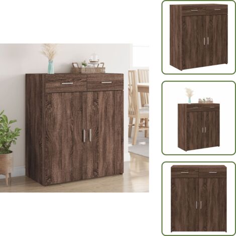 Aparador decorativo - vidaXL Aparador de madera de ingeniería marrón roble 80x42,5x93 cm -