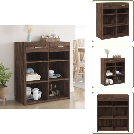 Aparador decorativo - vidaXL Aparador de madera de ingeniería marrón roble 80x42,5x93 cm - Aparador con cajones