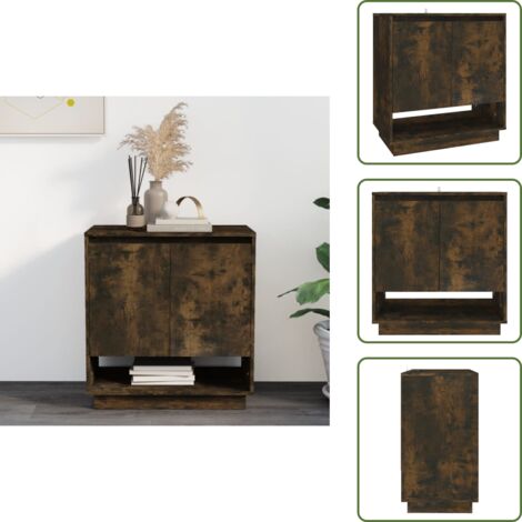 Aparador decorativo - vidaXL Aparador de madera de ingeniería roble ahumado 70x41x75 cm - Aparador de almacenamiento