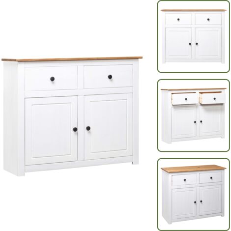 Aparador decorativo - vidaXL Aparador de madera maciza pino estilo Panamá blanco 93x40x80 cm - Aparador con cajones