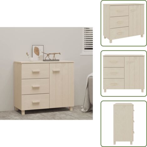 Aparador decorativo - vidaXL Aparador HAMAR madera de pino maciza marrón miel 90x40x80 cm - Aparador con cajones