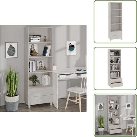 Aparador decorativo - vidaXL Aparador HAMAR madera maciza de pino blanca 60x35x180 cm - Aparador con estantes