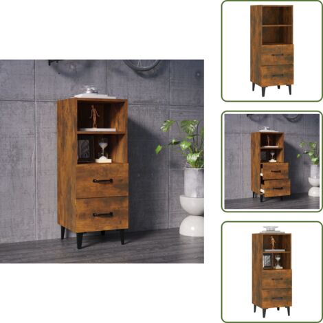 Aparador decorativo - vidaXL Aparador madera contrachapada roble ahumado 34,5x34x90 cm - Aparador lateral