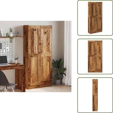 Aparador decorativo - vidaXL Aparador madera ingeniería madera envejecida 82,5x30,5x185 cm - Muebles de almacenamiento
