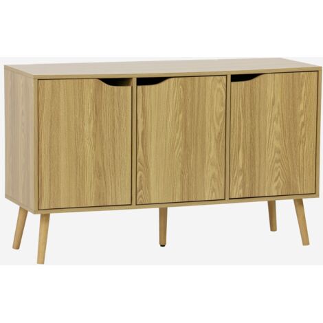 Aparador efecto nogal con 3 puertas y 3 estantes, 120cm