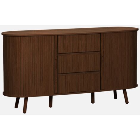 Aparador escandinavo efecto madera ranurada con 2 puertas correderas, 150cm