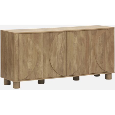 Aparador exótico efecto madera con 4 puertas, 155cm