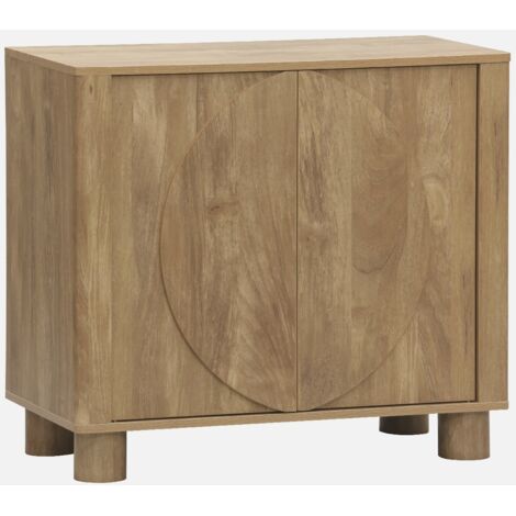 Aparador exótico efecto madera de mango con 2 puertas, 80cm