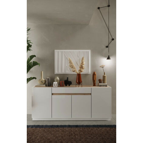 Aparador FANTASY blanco lacado/roble Cadiz 205 cm