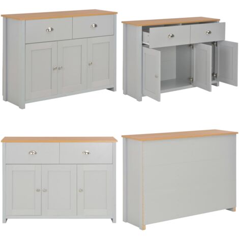 Aparador gris 112x35x81 cm - Aparador con compartimentos - Aparador de madera