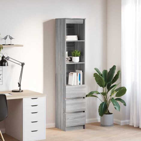 Aparador gris  37,5x35x180 cm Madera de ingeniería