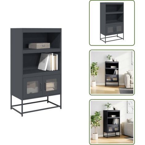 Aparador gris antracita - vidaXL Aparador de acero gris antracita 68x39x123 cm - Armario con puertas