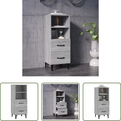 Aparador gris -  Aparador de madera contrachapada gris Sonoma 34,5x34x90 cm