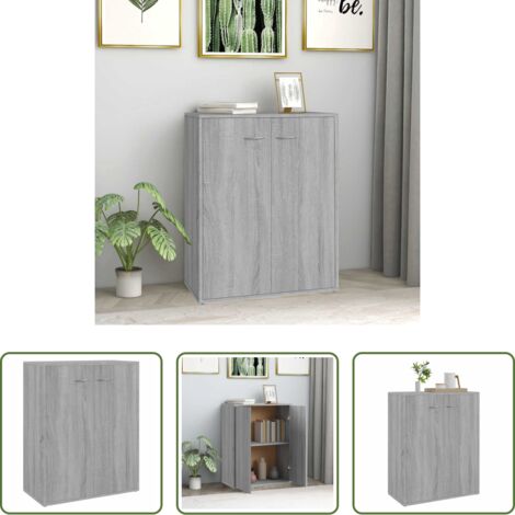 Aparador gris -  Aparador de madera contrachapada gris Sonoma 60x30x75 cm