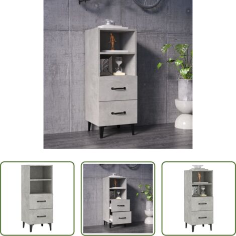 Aparador gris hormigón -  Aparador de madera contrachapada gris hormigón 34,5x34x90 cm