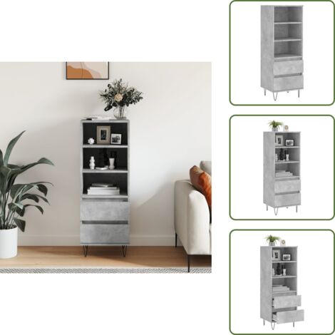 Aparador gris hormigón - vidaXL Aparador alto madera contrachapada gris hormigón 40x36x110 cm - Aparador con cajones
