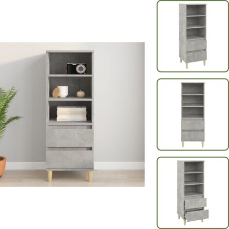 Aparador gris hormigón - vidaXL Aparador alto madera contrachapada gris hormigón 40x36x110 cm - Estantería