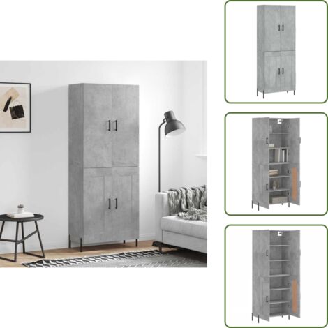 Aparador gris hormigón - vidaXL Aparador alto madera contrachapada gris hormigón 69,5x34x180 cm -