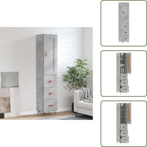 Aparador gris hormigón - vidaXL Aparador de madera contrachapada gris hormigón 34,5x34x180 cm -