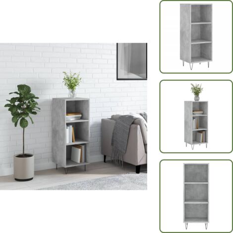 Aparador gris hormigón - vidaXL Aparador de madera de ingeniería gris hormigón 34,5x32,5x90 cm - Muebles de almacenamiento para hogar