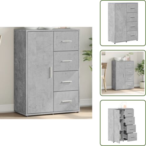 Aparador gris hormigón - vidaXL Aparador de madera de ingeniería gris hormigón 60x31x84 cm - Almacenamiento organizado