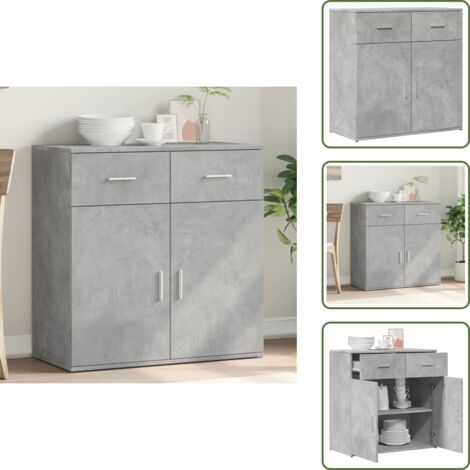 Aparador gris hormigón - vidaXL Aparador de madera de ingeniería gris hormigón 79x38x80 cm - Almacenamiento organizado