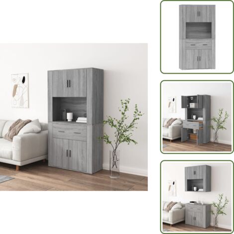 Aparador gris Sonoma - vidaXL Aparador alto de madera contrachapada gris Sonoma - Aparador de almacenamiento