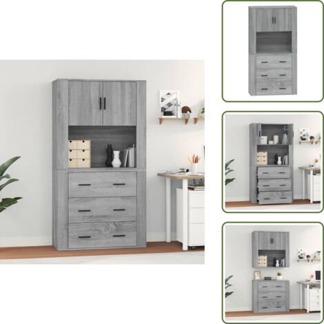 Aparador gris Sonoma - vidaXL Aparador alto de madera contrachapada gris Sonoma - Aparador de almacenamiento