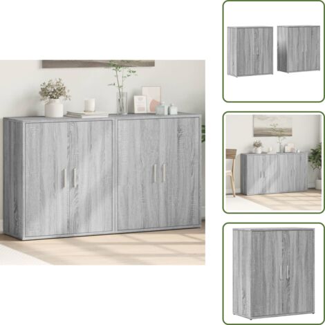 Aparador gris Sonoma - vidaXL Aparador de madera de ingeniería 2 uds gris Sonoma 60x31x70 cm -
