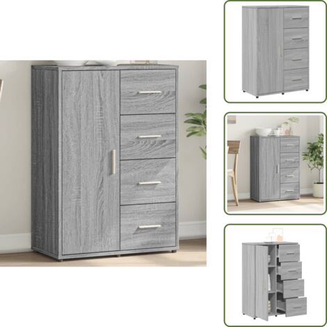 Aparador gris Sonoma - vidaXL Aparador de madera de ingeniería gris Sonoma 60x31x84 cm - Almacenamiento organizado