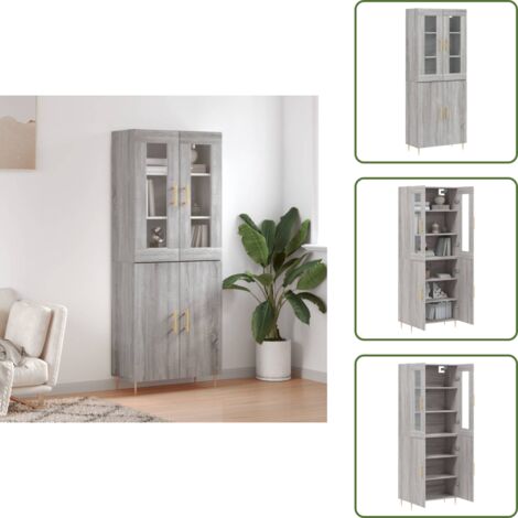 Aparador gris - vidaXL Aparador alto madera contrachapada gris sonoma 69,5x34x180 cm - Muebles de madera