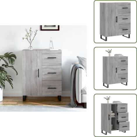 Aparador gris - vidaXL Aparador de madera de ingeniería gris Sonoma 69,5x34x90 cm - Aparador de madera contrachapada