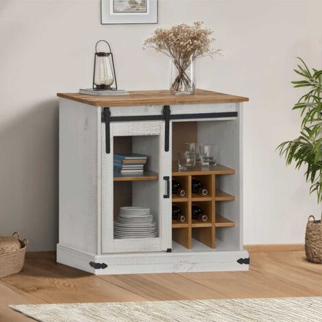 Aparador HALDEN con puerta corredera blanco 80x40x80 cm vidaXL