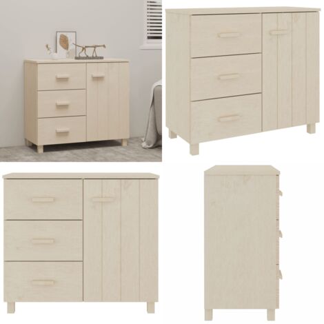 Aparador HAMAR madera de pino maciza marrón miel 90x40x80 cm - Aparador alto - Aparador de pino