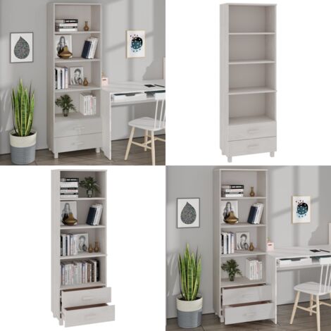 Aparador HAMAR madera maciza de pino blanca 60x35x180 cm - Aparador de madera - Aparador de pino