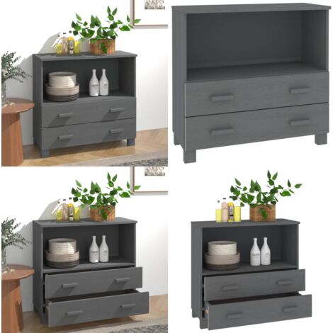 Aparador HAMAR madera maciza pino gris oscuro 85x35x80 cm - Aparador alto - Aparador de cajones
