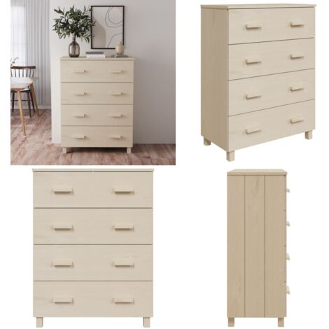 Aparador HAMAR madera pino maciza marrón miel 79x40x103,5 cm - Aparador de cajones - Aparador decorativo