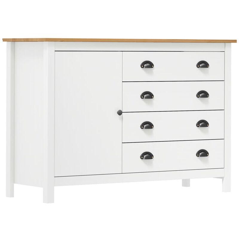 

vidaXL Madera Maciza de Pino Aparador 120x40x80 cm Blanco y Marrón Miel - Blanco