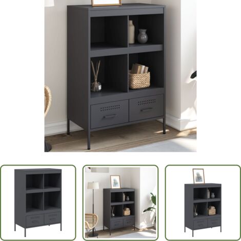 Aparador industrial -  Aparador acero gris antracita 68x39x101,5 cm