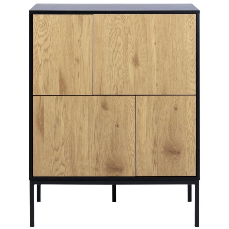 

Factory: Aparador industrial negro y madera 4 armarios - Negro