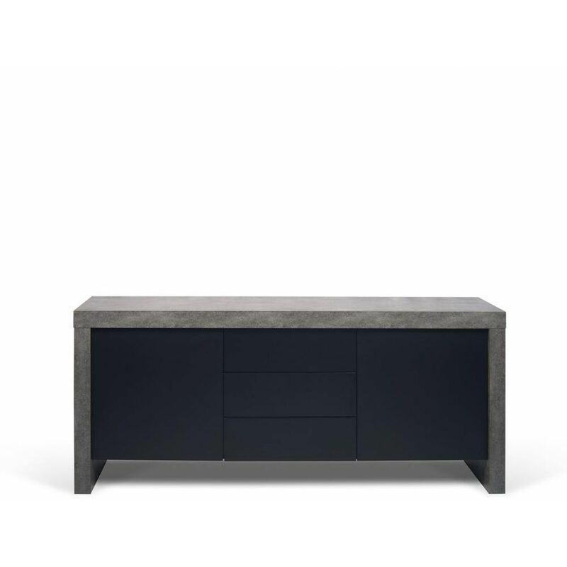 

Aparador KOBE 2 portas y 3 cajones hormigón y negro, 188 x 79 x 45 - hormigón y negro