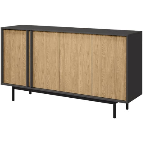 MOBILIER1 Aparador Levali 105, Roble, 87x163cm, Número de puertas: 043cm, Aglomerado laminado
