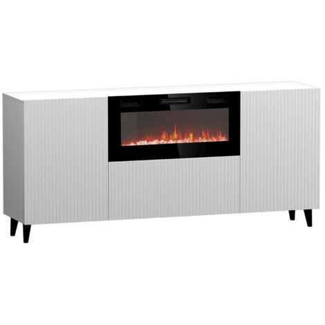 Aparador Levmari 104, Blanco + Negro, 83x181cm, Número de puertas: 242cm, MDF, Aglomerado laminado, LED