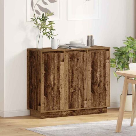 Aparador luz LED madera ingeniería envejecida 90x32x75 cm