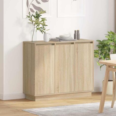 Aparador luz LED madera ingeniería roble Sonoma 90x32x75 cm vidaXL