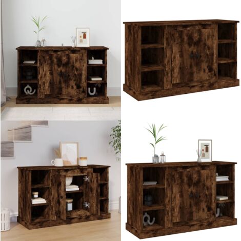 Aparador madera contrachapada color roble ahumado 100x35,5x60cm - Aparador de roble - Aparador de contrachapado