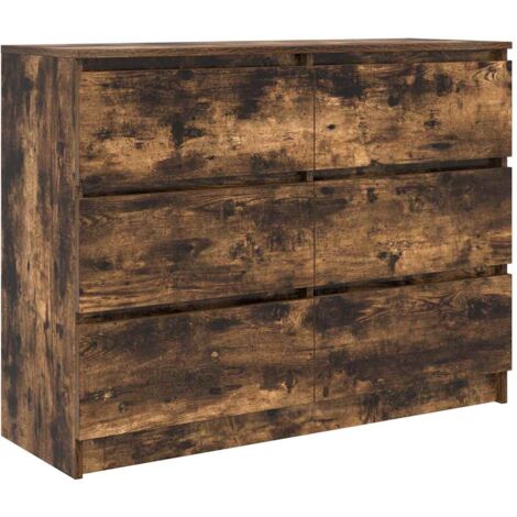 Aparador madera contrachapada color roble ahumado 100x35x76 cm vidaXL