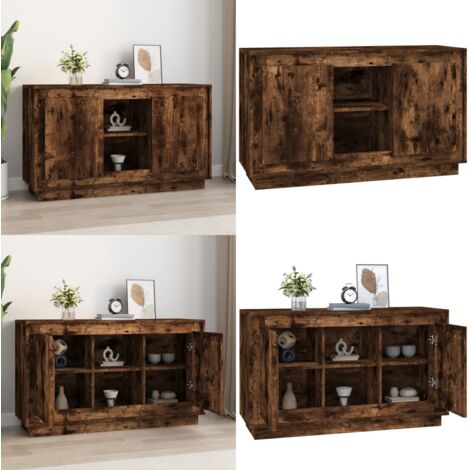 Aparador madera contrachapada color roble ahumado 102x35x60 cm - Aparador de madera - Muebles de almacenamiento